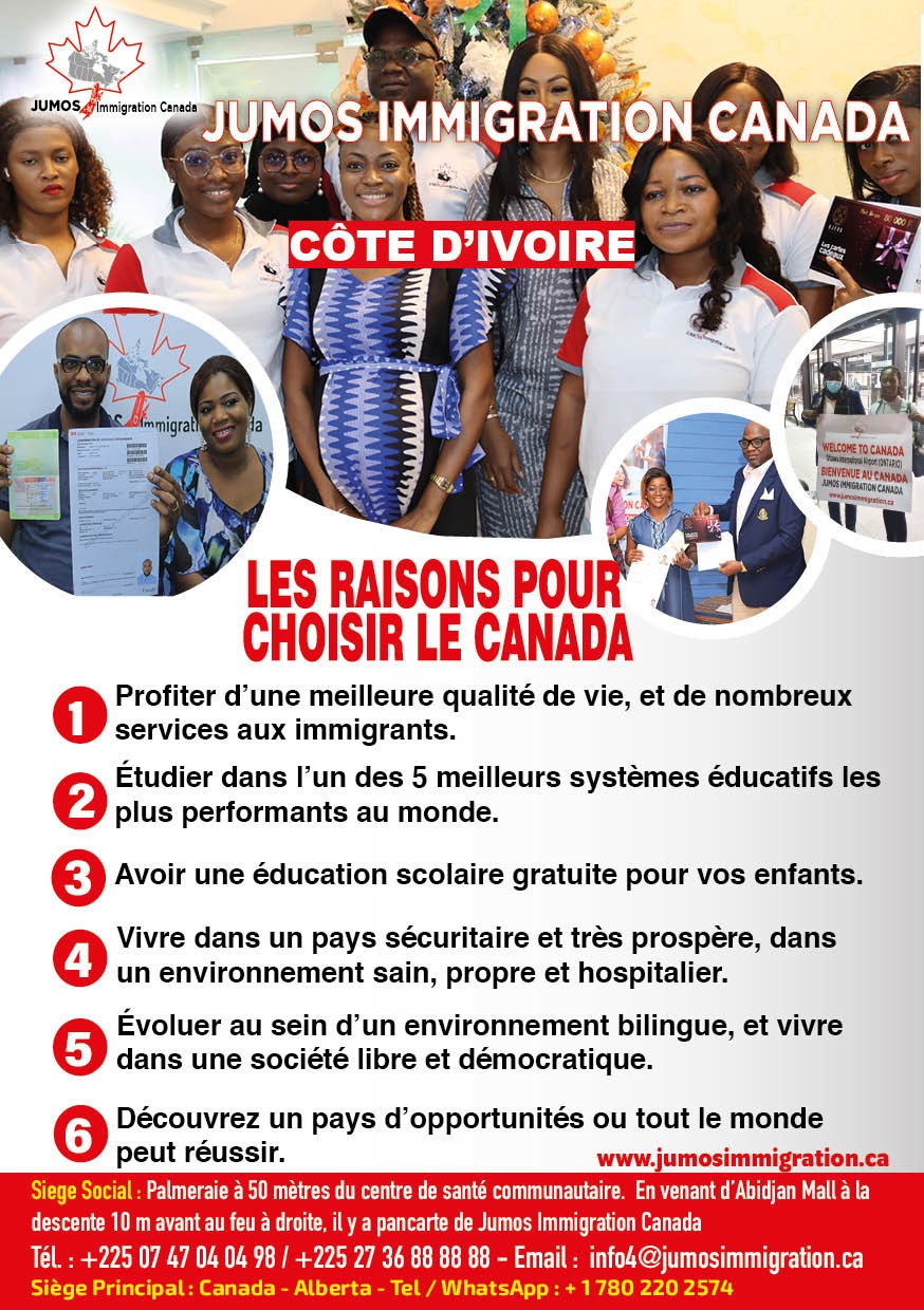 VENEZ VIVRE VOTRE RÊVE AU CANADA AVEC JUMOS IMMIGRATION CANADA – CÔTE D’IVOIRE